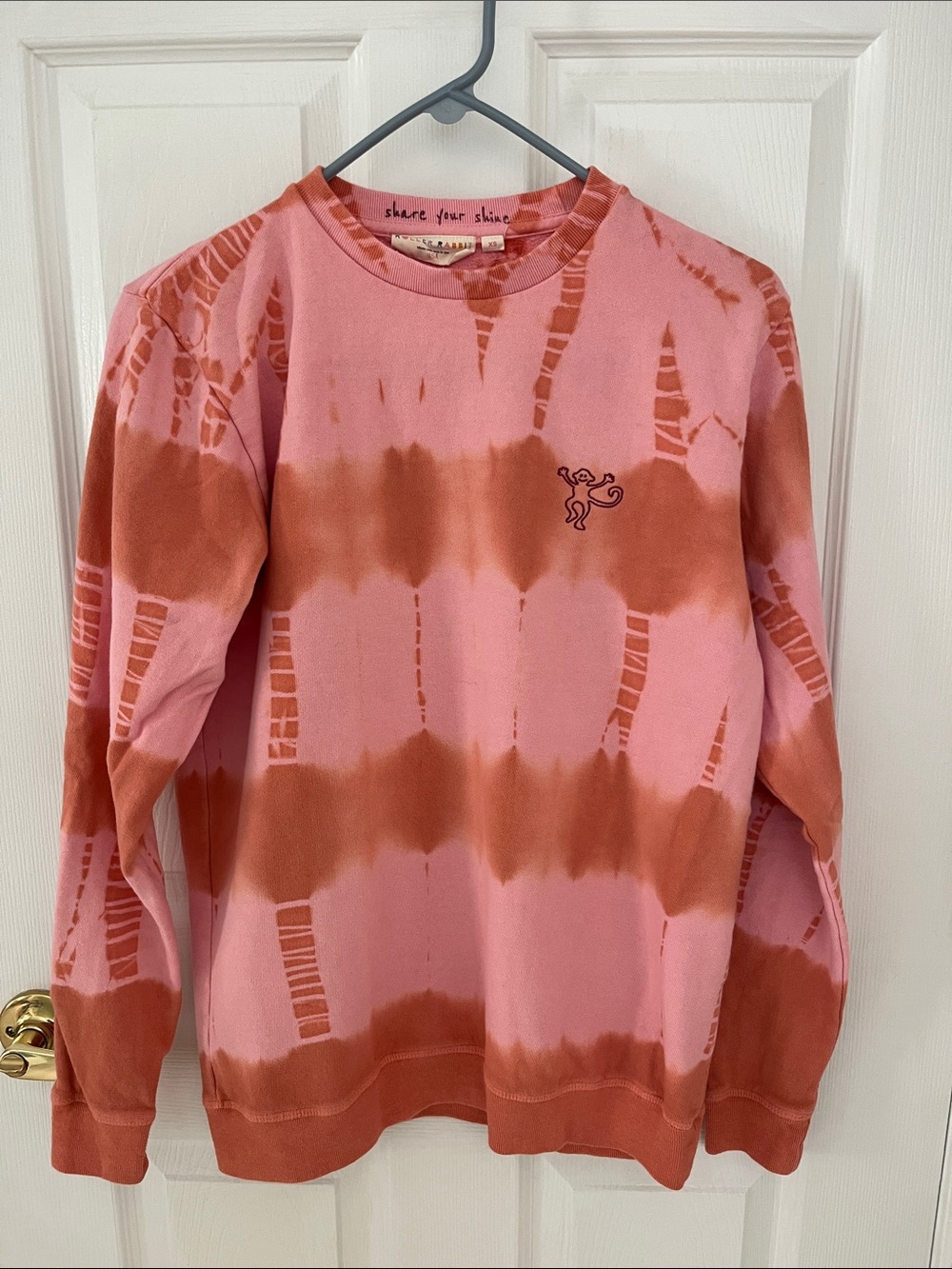 Roller Rabbit Pink and Rust Tie-Dye Cropped Crewneck